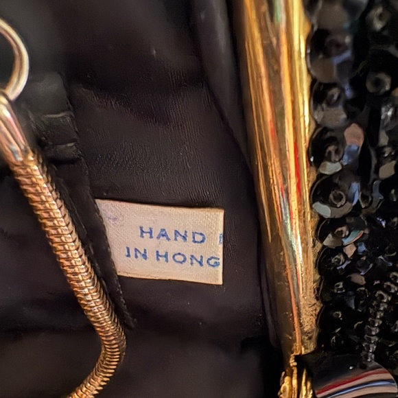 Black Beaded and Sequined Evening Bag - Picture 3 of 4